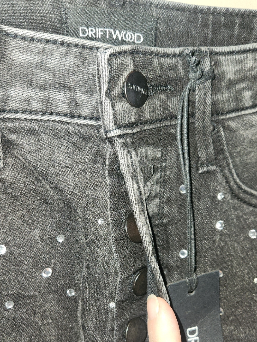 NWT DRIFTWOOD Royce‎ After Party High Waist Crystal Embellished Jeans Size 26 - Picture 5 of 15